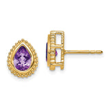 14k Pear Amethyst Post Earrings-WBC-EM7203-AM-Y