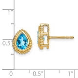 14k Pear Blue Topaz Post Earrings-WBC-EM7203-BT-Y