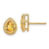 14k Pear Citrine Post Earrings-WBC-EM7203-CI-Y