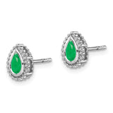 14k White Gold Pear Emerald Post Earrings-WBC-EM7203-EM-W