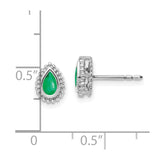 14k White Gold Pear Emerald Post Earrings-WBC-EM7203-EM-W