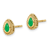 14k Pear Emerald Post Earrings-WBC-EM7203-EM-Y