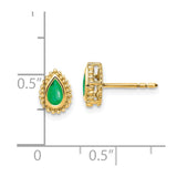 14k Pear Emerald Post Earrings-WBC-EM7203-EM-Y