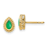 14k Pear Emerald Post Earrings-WBC-EM7203-EM-Y