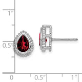 14k White Gold Pear Garnet Post Earrings-WBC-EM7203-GA-W