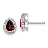 14k White Gold Pear Garnet Post Earrings-WBC-EM7203-GA-W