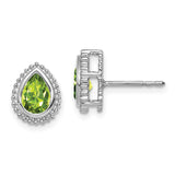 14k White Gold Pear Peridot Post Earrings-WBC-EM7203-PE-W