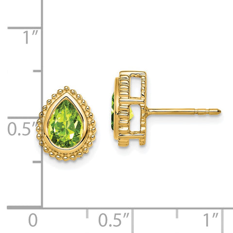 14k Pear Peridot Post Earrings-WBC-EM7203-PE-Y