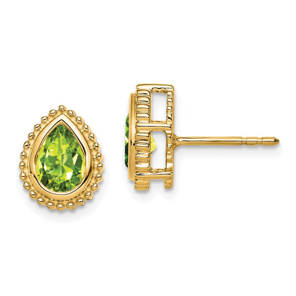 14k Pear Peridot Post Earrings-WBC-EM7203-PE-Y