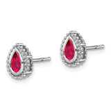 14k White Gold Pear Ruby Post Earrings-WBC-EM7203-RU-W