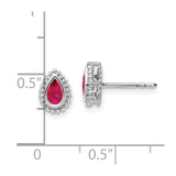 14k White Gold Pear Ruby Post Earrings-WBC-EM7203-RU-W