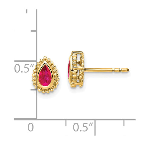 14k Pear Ruby Post Earrings-WBC-EM7203-RU-Y