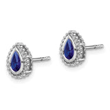 14k White Gold Pear Sapphire Post Earrings-WBC-EM7203-SA-W