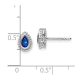 14k White Gold Pear Sapphire Post Earrings-WBC-EM7203-SA-W