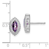 14k White Gold Marquise Amethyst Post Earrings-WBC-EM7204-AM-W