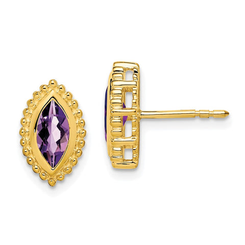 14k Marquise Amethyst Post Earrings-WBC-EM7204-AM-Y