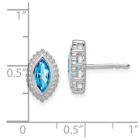 14k White Gold Marquise Blue Topaz Post Earrings-WBC-EM7204-BT-W