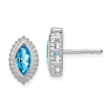 14k White Gold Marquise Blue Topaz Post Earrings-WBC-EM7204-BT-W