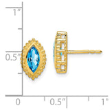 14k Marquise Blue Topaz Post Earrings-WBC-EM7204-BT-Y