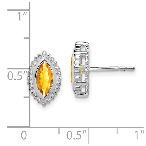 14k White Gold Marquise Citrine Post Earrings-WBC-EM7204-CI-W