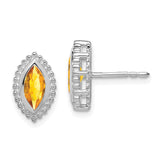 14k White Gold Marquise Citrine Post Earrings-WBC-EM7204-CI-W