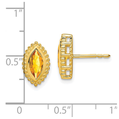 14k Marquise Citrine Post Earrings-WBC-EM7204-CI-Y