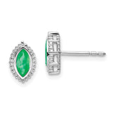 14k White Gold Marquise Emerald Post Earrings-WBC-EM7204-EM-W