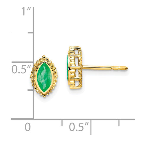 14k Marquise Emerald Post Earrings-WBC-EM7204-EM-Y