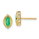 14k Marquise Emerald Post Earrings-WBC-EM7204-EM-Y