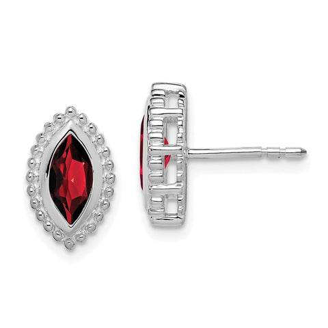 14k White Gold Marquise Garnet Post Earrings-WBC-EM7204-GA-W