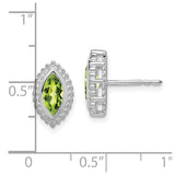 14k White Gold Marquise Peridot Post Earrings-WBC-EM7204-PE-W