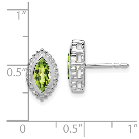 14k White Gold Marquise Peridot Post Earrings-WBC-EM7204-PE-W