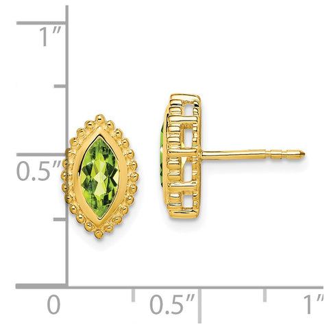 14k Marquise Peridot Post Earrings-WBC-EM7204-PE-Y