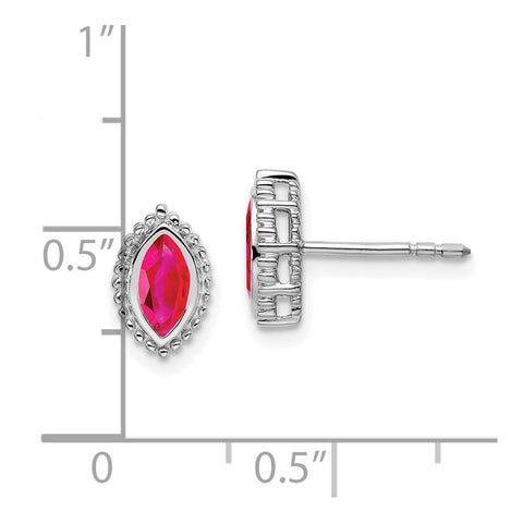 14k White Gold Marquise Ruby Post Earrings-WBC-EM7204-RU-W