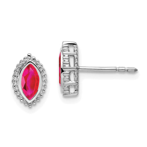 14k White Gold Marquise Ruby Post Earrings-WBC-EM7204-RU-W