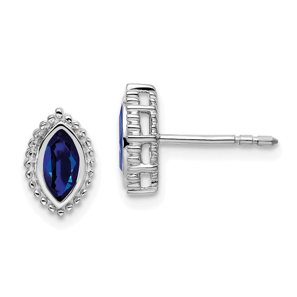 14k White Gold Marquise Sapphire Post Earrings-WBC-EM7204-SA-W