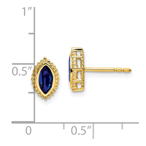 14k Marquise Sapphire Post Earrings-WBC-EM7204-SA-Y