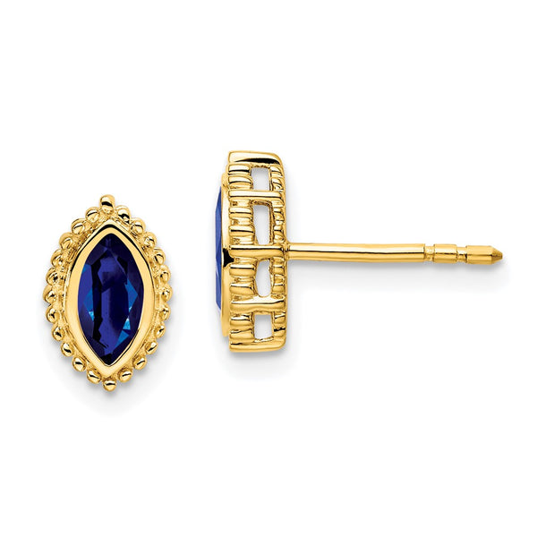 14k Marquise Sapphire Post Earrings-WBC-EM7204-SA-Y