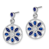 14k White Gold Sapphire and Diamond Floral Dangle Earrings-WBC-EM7205-SA-012-WA