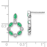 14k White Gold Emerald and Diamond Dangle Earrings-WBC-EM7206-EM-010-WA