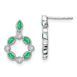 14k White Gold Emerald and Diamond Dangle Earrings-WBC-EM7206-EM-010-WA