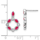 14k White Gold Ruby and Diamond Dangle Earrings-WBC-EM7206-RU-010-WA