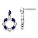 14k White Gold Sapphire and Diamond Dangle Earrings-WBC-EM7206-SA-010-WA