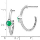 10k White Gold Created Emerald and Diamond J-Hoop Earrings-WBC-EM7213-EM-018-1WA