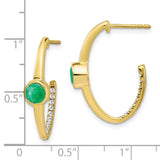 10k Created Emerald and Diamond J-Hoop Earrings-WBC-EM7213-EM-018-1YA