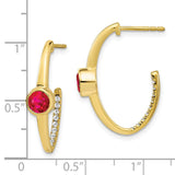 10k Created Ruby and Diamond J-Hoop Earrings-WBC-EM7213-RU-018-1YA