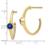 10k Created Sapphire and Diamond J-Hoop Earrings-WBC-EM7213-SA-018-1YA