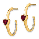 14k Trillion Created Ruby and Diamond J-hoop Earrings-WBC-EM7216-RU-018-YA