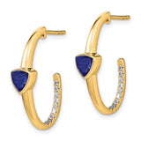 14k Trillion Created Sapphire and Diamond J-hoop Earrings-WBC-EM7216-SA-018-YA