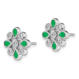 14k White Gold Emerald and Diamond Post Earrings-WBC-EM7218-EM-015-WA